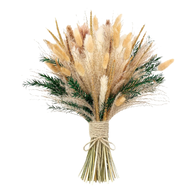 Dried Flower Bunch - Bulk 100PCS Dried Pampas Grass Stems
