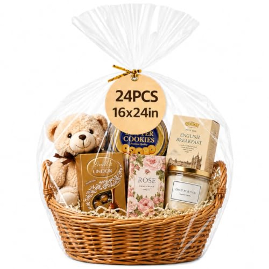 Cellophane Wrap Clear - Cellophane Wrap for Gift Baskets 16x24