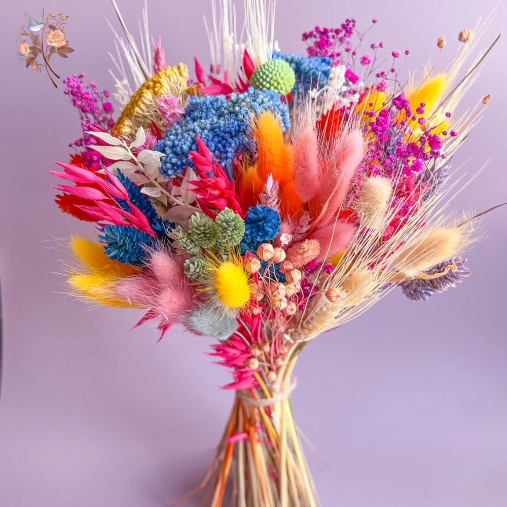 Dried Flower Bunch - Colorful Dried Flowers Wedding Bouquet for