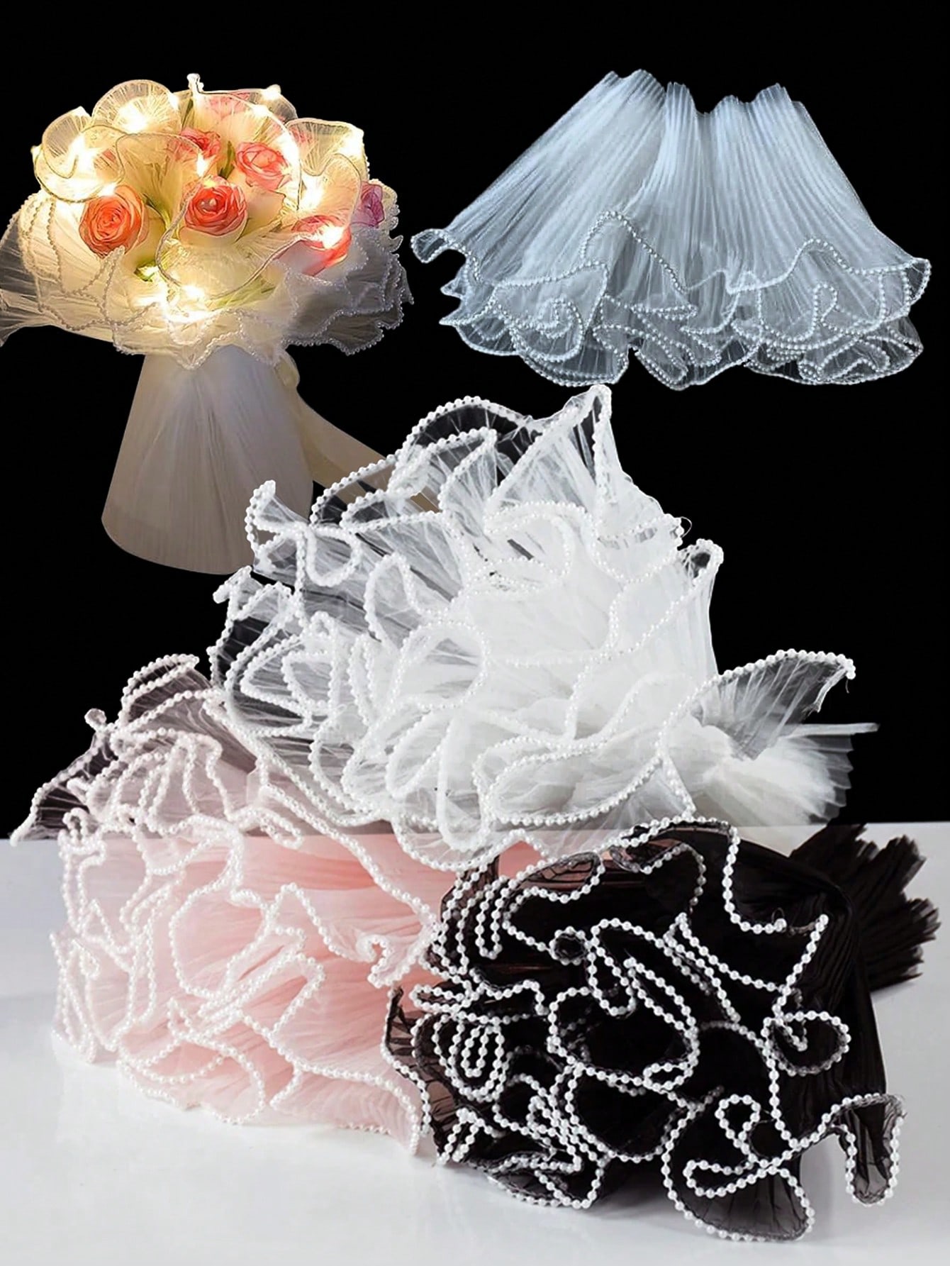 Anda Florist Supply - 4Yards Faux Pearl Edge Flower Wrapping