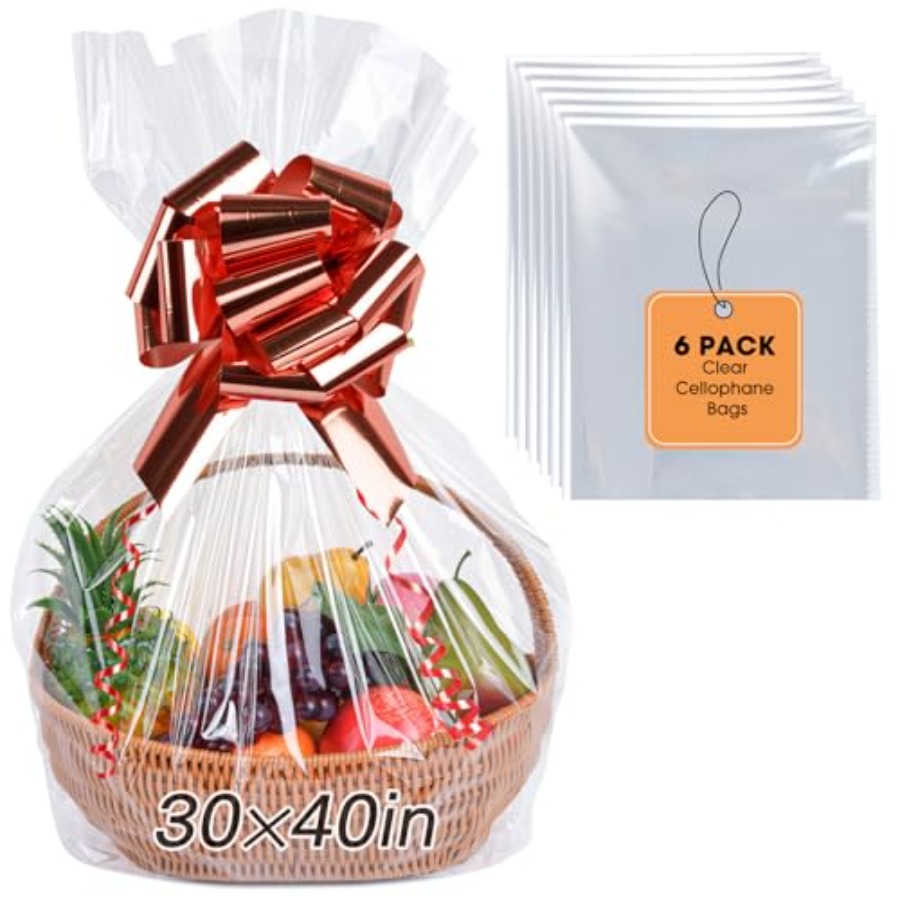 Cellophane Wrap Clear - 6PCS Extra Large Cellophane Bags, 30x40