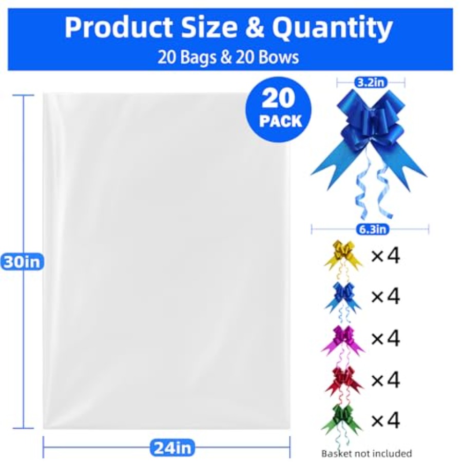20 Pcs 24 x 30 Inch Cellophane - огляд і ціна Cellophane Wrap Clear