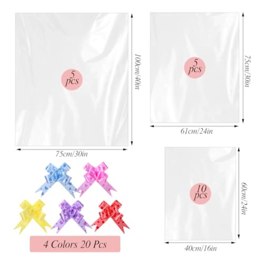 20 PCS Large Cellophane Bags 3 - огляд і ціна Cellophane Wrap Clear