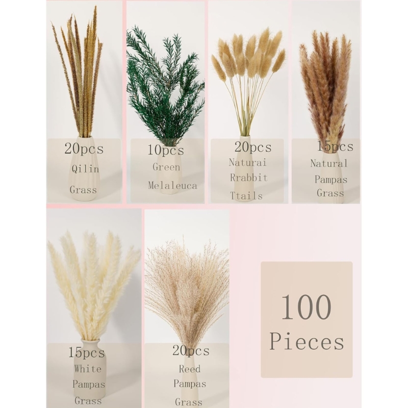 Bulk 100PCS Dried Pampas Grass - огляд і ціна Dried Flower Bunch