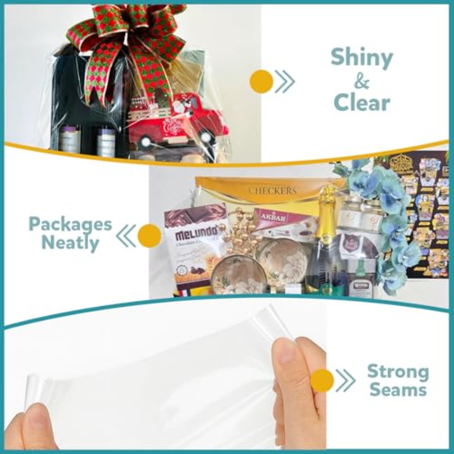 Shrink Wrap Bags for Gift Bask - огляд і ціна Cellophane Wrap Clear