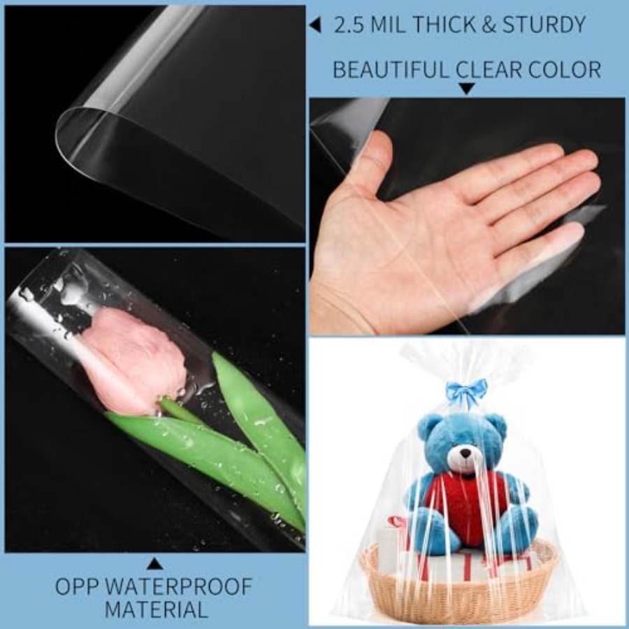 6PCS Large Cellophane Bags Cel - огляд і ціна Cellophane Wrap Clear