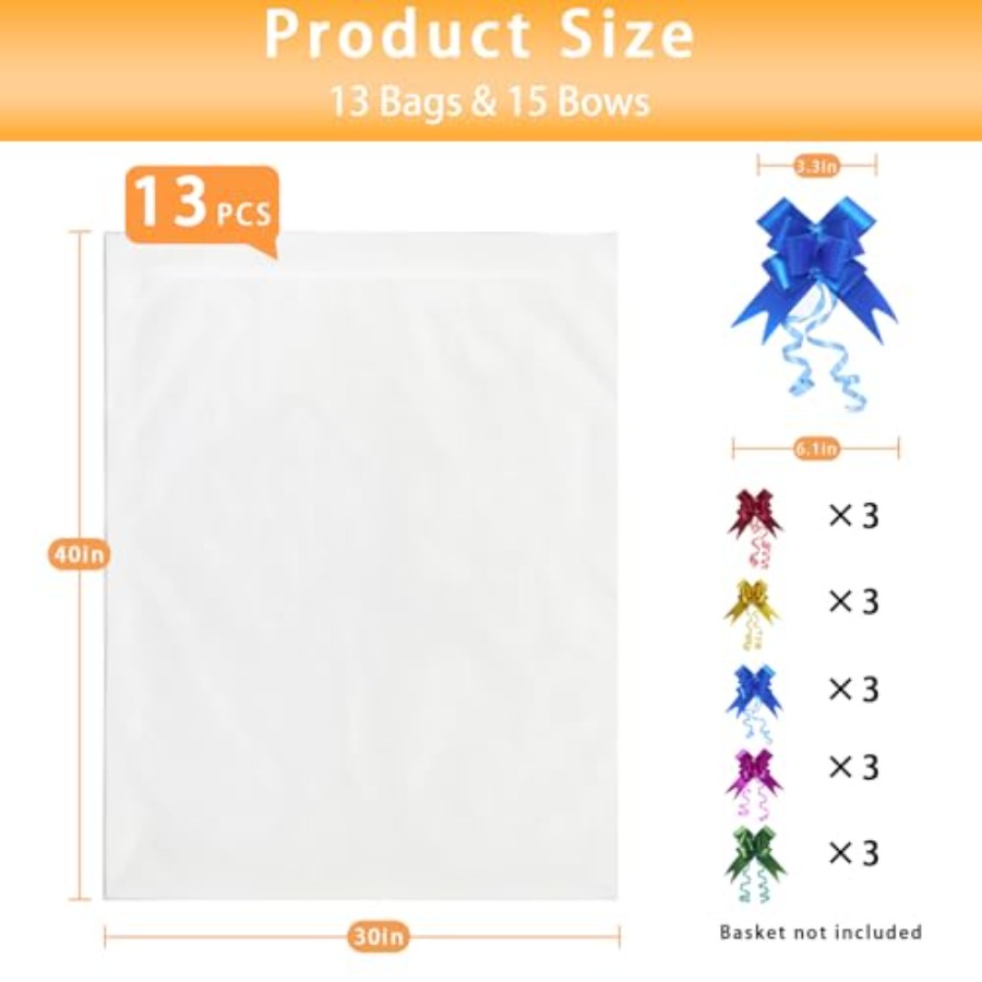 13 Pack Large Cellophane Bags, - огляд і ціна Cellophane Wrap Clear